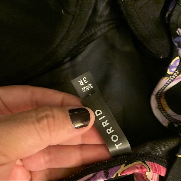 Torrid Black Metallic Floral Peplum Midkini Two Piece Swimsuit Bikini SET 3X - Picture 4 of 8